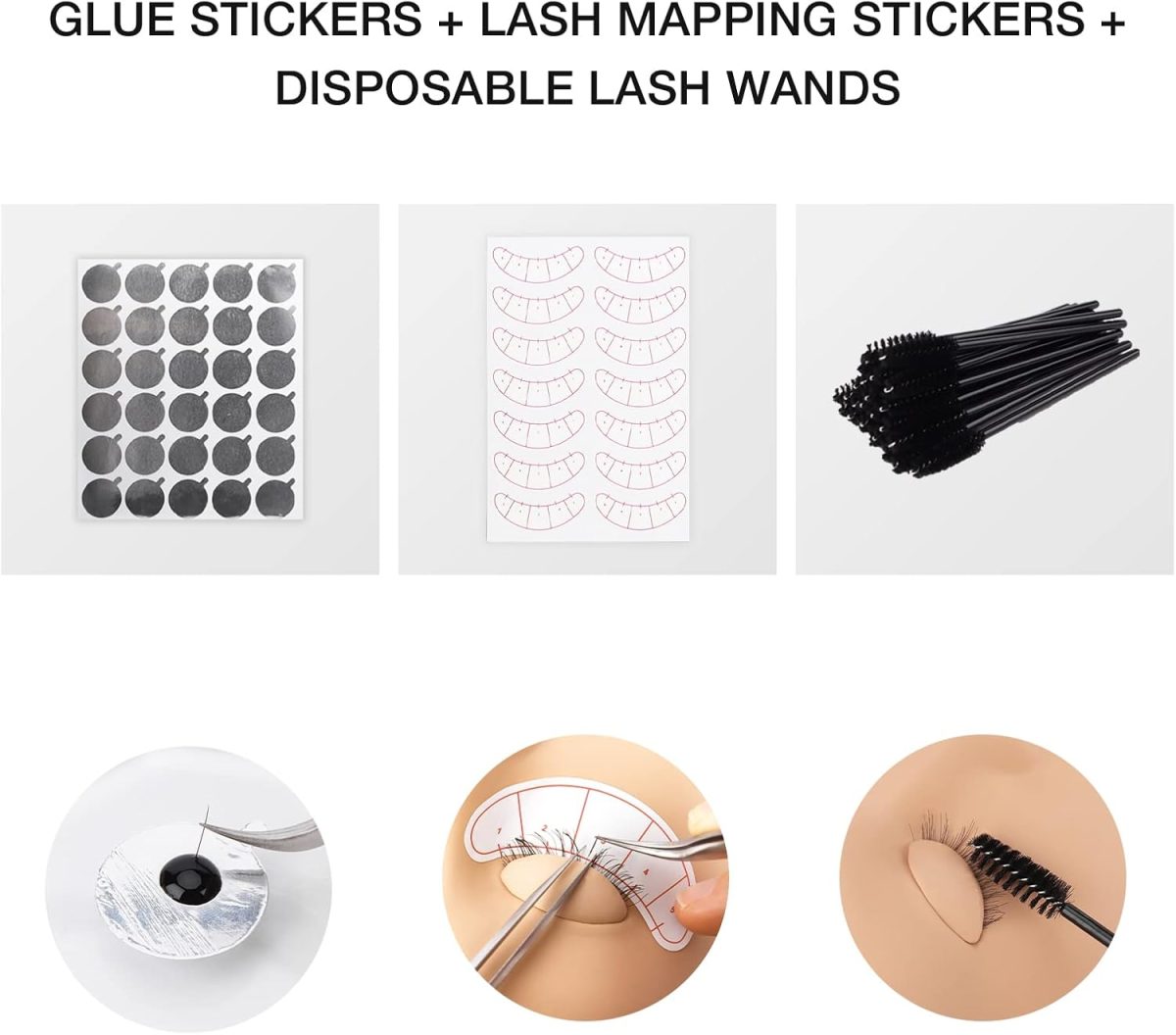 ⁦LASHVIEW Eyelash Extension Kit,Professional Eyelash Mannequin Head Kit with 4pc Removable Eyelids, Lash Kit for Eyelash Extensions Beginners,Training Makeup and Eyelash Graft⁩ - الصورة ⁦7⁩