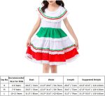 ⁦IKADEX Girls Mexican Dress Flounce Collar Rainbow Striped Cinco de Mayo Día de Muertos Dress⁩ - الصورة ⁦6⁩
