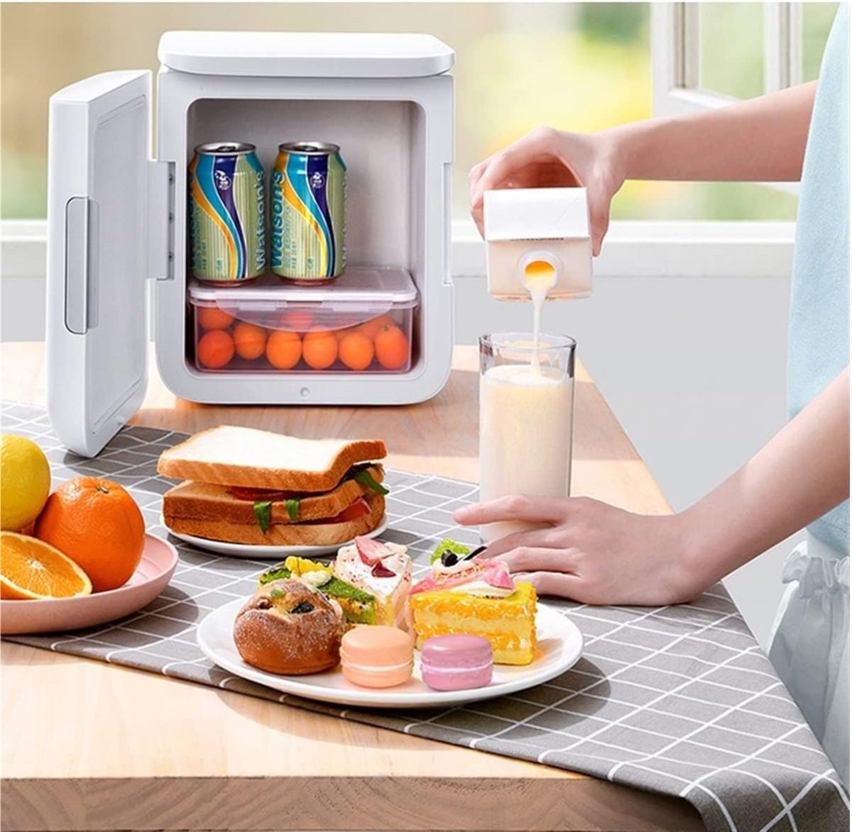 ⁦QBNZAXC Mini fridge Household Small Milk Refrigerator Black Refrigerators For Home Mini Fridge 220v Drinks Freezer Electric Cooler Room Refri⁩ - الصورة ⁦3⁩