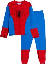 Marvel Boys Spiderman Pyjamas Kids Novelty Full Length Dress UP Pjs Avengers Nightwear Set