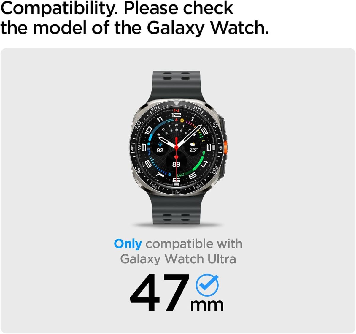 ⁦Spigen Bezel Tune designed For Samsung Galaxy Watch Ultra 47mm Bezel Ring Protector Bezel Ring Adhesive Cover (2024) - Black⁩ - الصورة ⁦2⁩