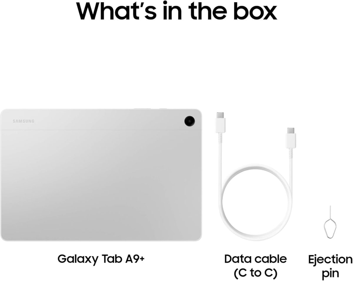 ⁦Samsung Galaxy Tab A9+ Plus 11” 64GB Android Tablet, Big Screen, Quad Speakers, Upgraded Chipset, Multi Window Display, Slim, Light, Durable, Kids Friendly Design, US Version, 2024, Silver⁩ - الصورة ⁦9⁩