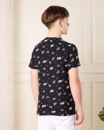 ⁦REDTAG Senior Boys Printed Mandarin Polo T-Shirt⁩ - الصورة ⁦3⁩