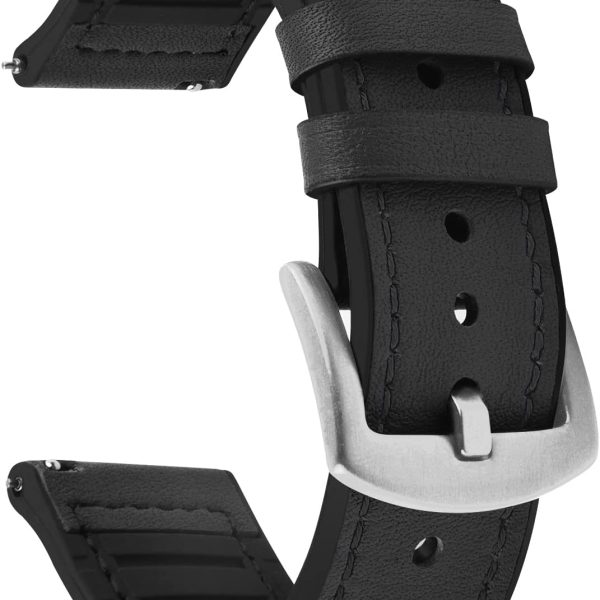 Fullmosa 20mm/22mm Watch Strap, Leather and Meex Smart Watch Strap Compatible with Amazfit/Huawei/Casio/Fossil, for Men and Women