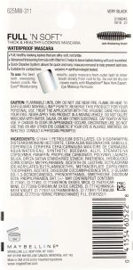 ⁦Maybelline Full 'N Soft Waterproof Mascara, Very Black [311], 0.28 oz (Pack of 2)⁩ - الصورة ⁦3⁩