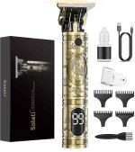 Solati Men's Hair Clipper Beard Trimmer T Zero Gap with LED Screen Professional Wireless Barber Finishing Trimmer Men's Electric Shaver Men Hair Trimmer Gift