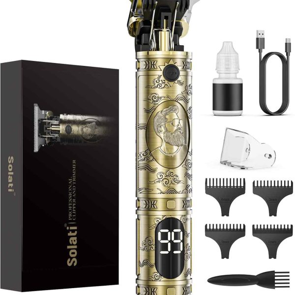Solati Men's Hair Clipper Beard Trimmer T Zero Gap with LED Screen Professional Wireless Barber Finishing Trimmer Men's Electric Shaver Men Hair Trimmer Gift