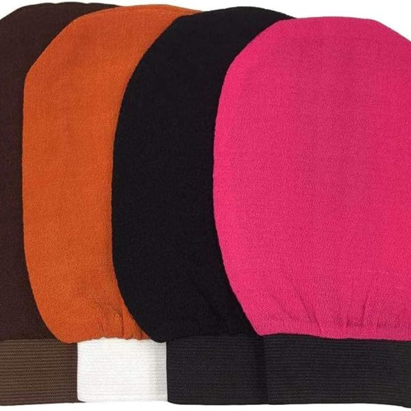 ALMEKAQUZ 4Pack Exfoliating Moroccan Hammam Mitt Kessa Scrub Gloves, Remove Dead Skin Bath Body Scrub Mitt, for All Skin Types and Improve Blood Circulation, Shower, Spa, Dead Skin Cell Remover