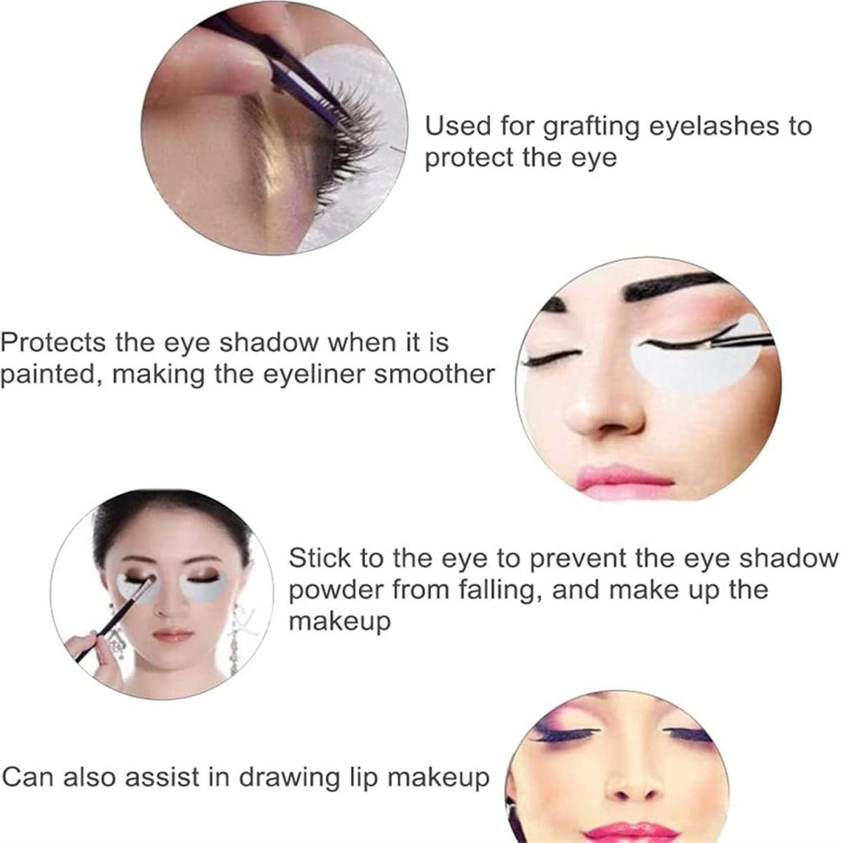 ⁦Joyzzz Eyeshadow Shields, 100 PCS Makeup Tape Supplies, Eyeshadow Stencil for Prevent Makeup Residue, Eyeshadow Gel Pad Patches Eyeshadow Stencils for Prevent Eyelash Extensions, Tinting⁩ - الصورة ⁦2⁩