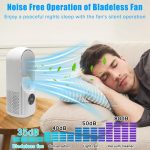 ⁦Bladeless Fan, Yakiter Portable Fan with 6 Speeds, Small Personal Cooling Fan with Humidifier with LED Light, USB Multifunctional Timing Conditioning Fan Quiet Table Fan for Home, Office (White)⁩ - الصورة ⁦5⁩