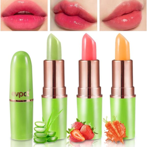 BINGBRUSH Peach Color Changing Lipstick Queen,Moisturizer Long Lasting Lip Care Lip Balm Magic Lip Gloss (3pc-01#Avocado+02#Strawberry+09#Peach, 3 Count (Pack of 1))