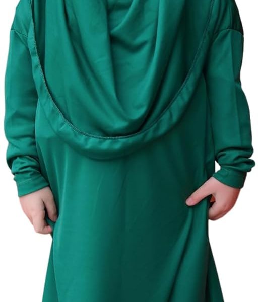 LOCCO Prayer Dress For Kids | One Piece Long Sleeve Prayer Dresses For Girls | Islamic Kids Hijab Clothes For 6-11 Years Old