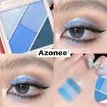 ⁦Azonee Matte Shimmer Eyeshadow Palette, 4-Color Pigmented & Blendable Eyeshadow for Bold & Glamorous Eye Makeup, Long-Lasting, Travel-Friendly, Ocean Blue, Glacier Blue⁩ - الصورة ⁦2⁩