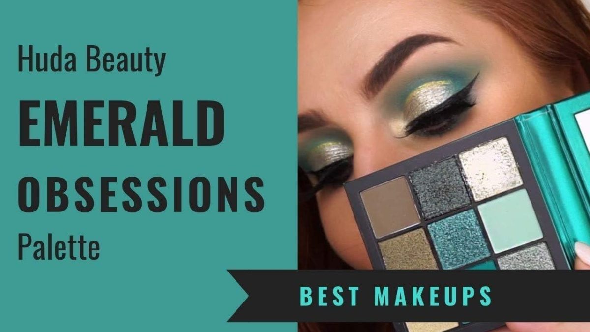 ⁦Huda Beauty Exclusive New Obsessions Eyeshadow Palette (Emerald), Multicolor, 1 Count (Pack of 1)⁩ - الصورة ⁦5⁩