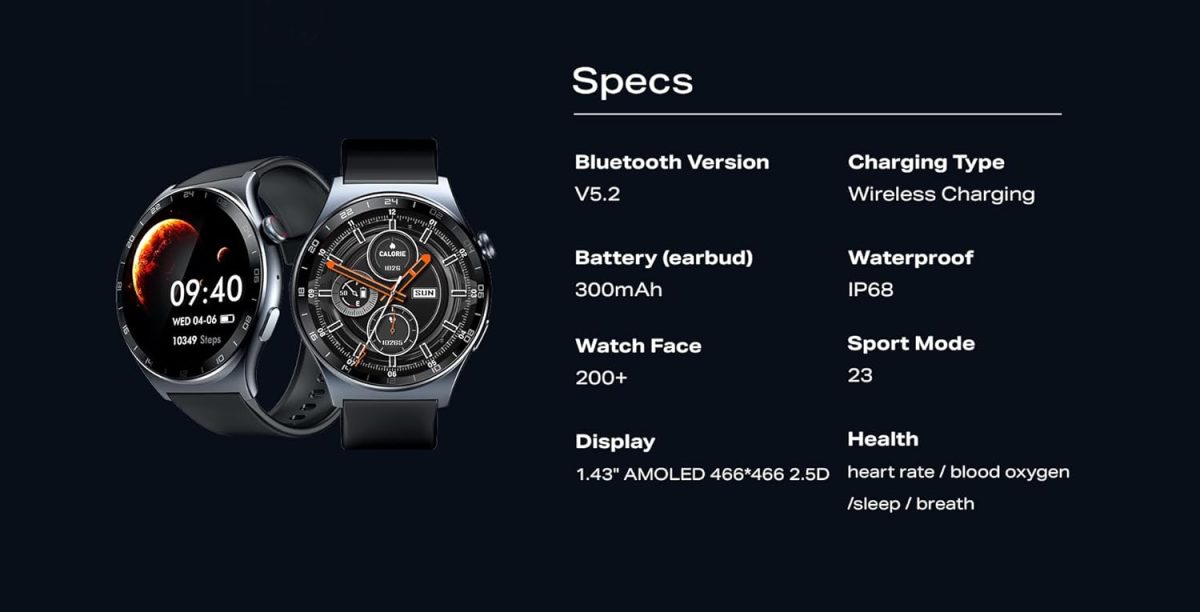 ⁦Infinix XWatch XW3E Smart Watch : IP68 Water Resistant,1.43" AMOLED with AOD, 7-Day Battery,200 Stylish Watch Faces, Multiple Sports Modes,Bluetooth Call Support,Health & Fitness Tracking - Black⁩ - الصورة ⁦11⁩