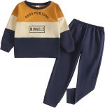 Yoxindax Toddler Kid Boy Clothe Colorblock Letter Fall Winter 2PC Outfit Set