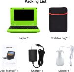⁦ZHAOHUIXIN 7" Portable Small Laptop, Android 12 Quad Core with 2GB RAM 32GB ROM Mini Laptop Notebook for Kids,Ideal Gift for Children 's Learning and Entertainment (Green)⁩ - الصورة ⁦6⁩