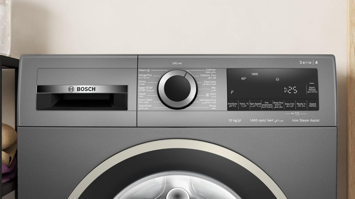 ⁦Bosch Washing Machine WGA254ZRSA Series 4, Front Load, 10 kg, 1400 RPM, Large Capacity, Stain Removal System (AntiStain System), Wrinkle Reduction, Steam Assist Ironing Technology⁩ - الصورة ⁦5⁩