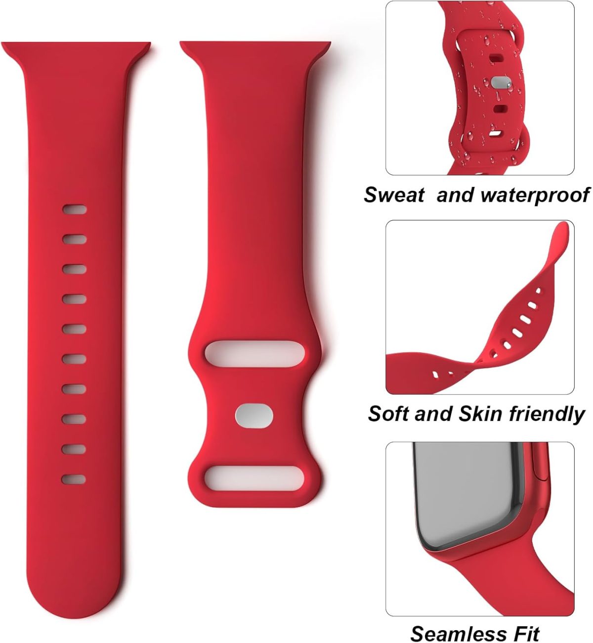 ⁦Distore Bands Compatible with Apple Watch 38mm 40mm 41mm 42mm 44mm 45mm 49mm, Soft Silicone Replacement Sport Accessory Strap Wristband for iWatch Series Ultra/Ultra 2 9/8/7/6/5/4/3/2/1 SE Women Men⁩ - الصورة ⁦3⁩