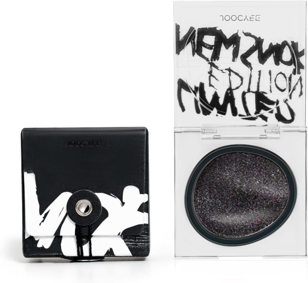 Joocyee Eyeshadow Single Colour Matte Fine Glitter Pearlescent Glitter Pigmented Neon Sequins Eyeshadow Palette Makeup (D125 Neon Black)