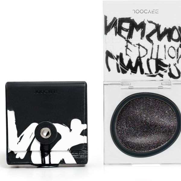 Joocyee Eyeshadow Single Colour Matte Fine Glitter Pearlescent Glitter Pigmented Neon Sequins Eyeshadow Palette Makeup (D125 Neon Black)