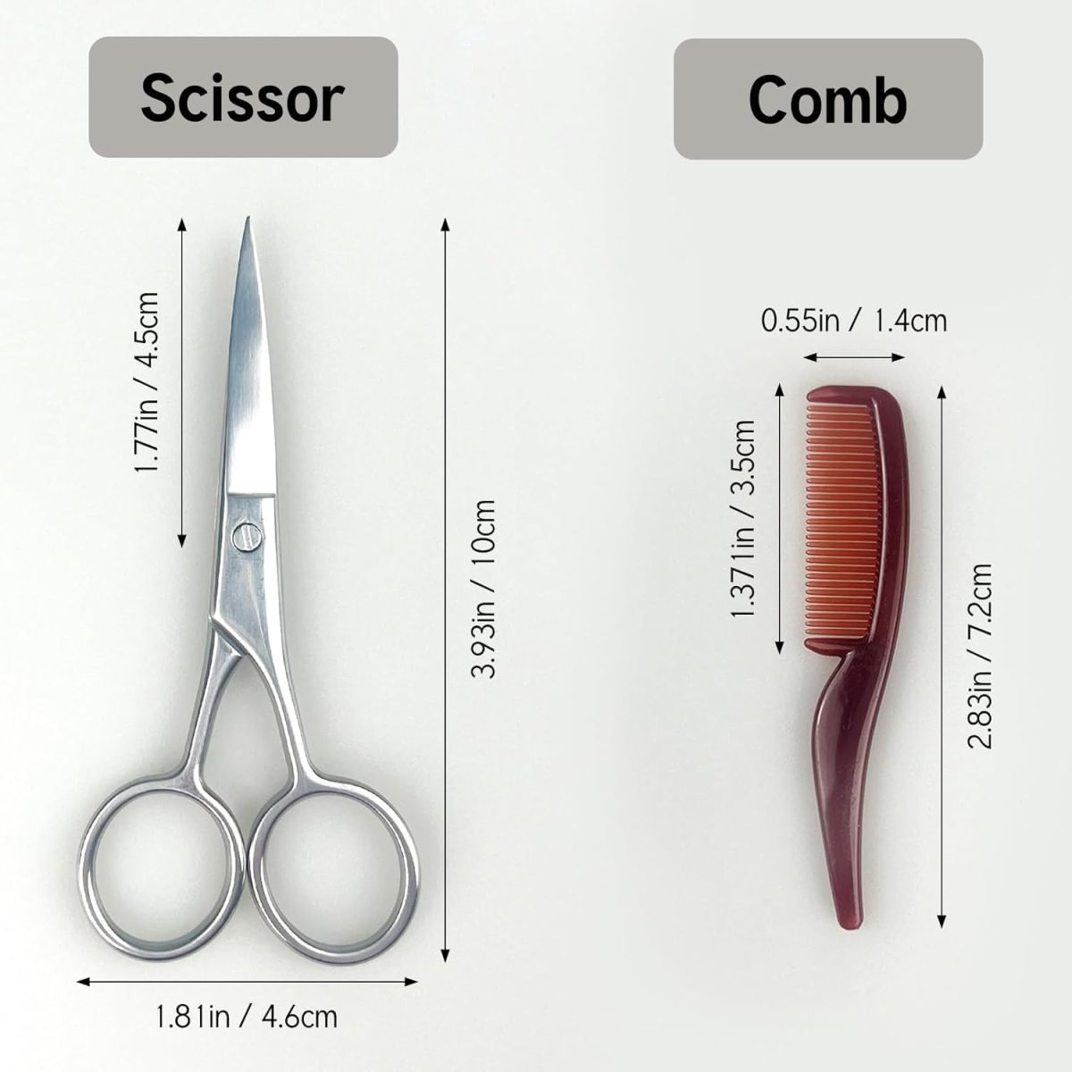 ⁦Beard Scissors for Men, Stainless Steel Moustache & Eyebrow Scissors with Comb, Multi-Function Grooming Kit with Storage Bag for Beard, Eyebrows & Moustache⁩ - الصورة ⁦7⁩