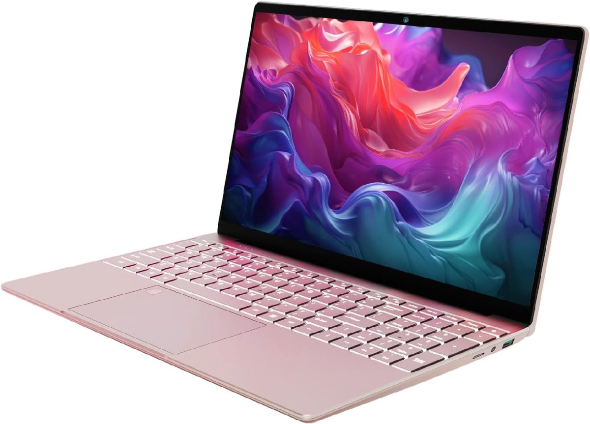 ⁦15.6" Laptop Computer, N95 Processor (4C4T, 1.7-3.4GHz) Gaming Laptop 16GB RAM 512GB PCIe SSD, FHD Display, Backlit Keyboard, Fingerprint Unlock, Students Business Laptop PC Win11 Pro OS,Rose Gold⁩ - الصورة ⁦9⁩