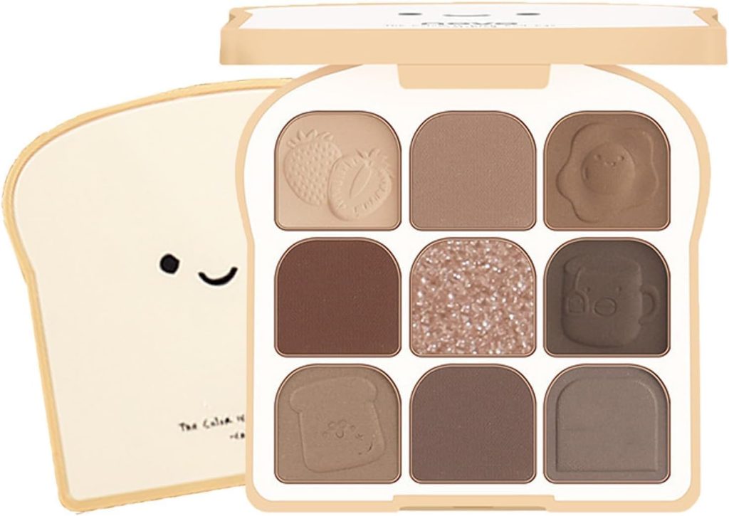 Eyeshadow Palette, 9 Colors Eyeshadow Palette Makeup with 3 Eyeshadow Brushes, Matte Nude Color, Neutral Shimmer, Long Lasting, Highly Pigmented, Cute, Tan