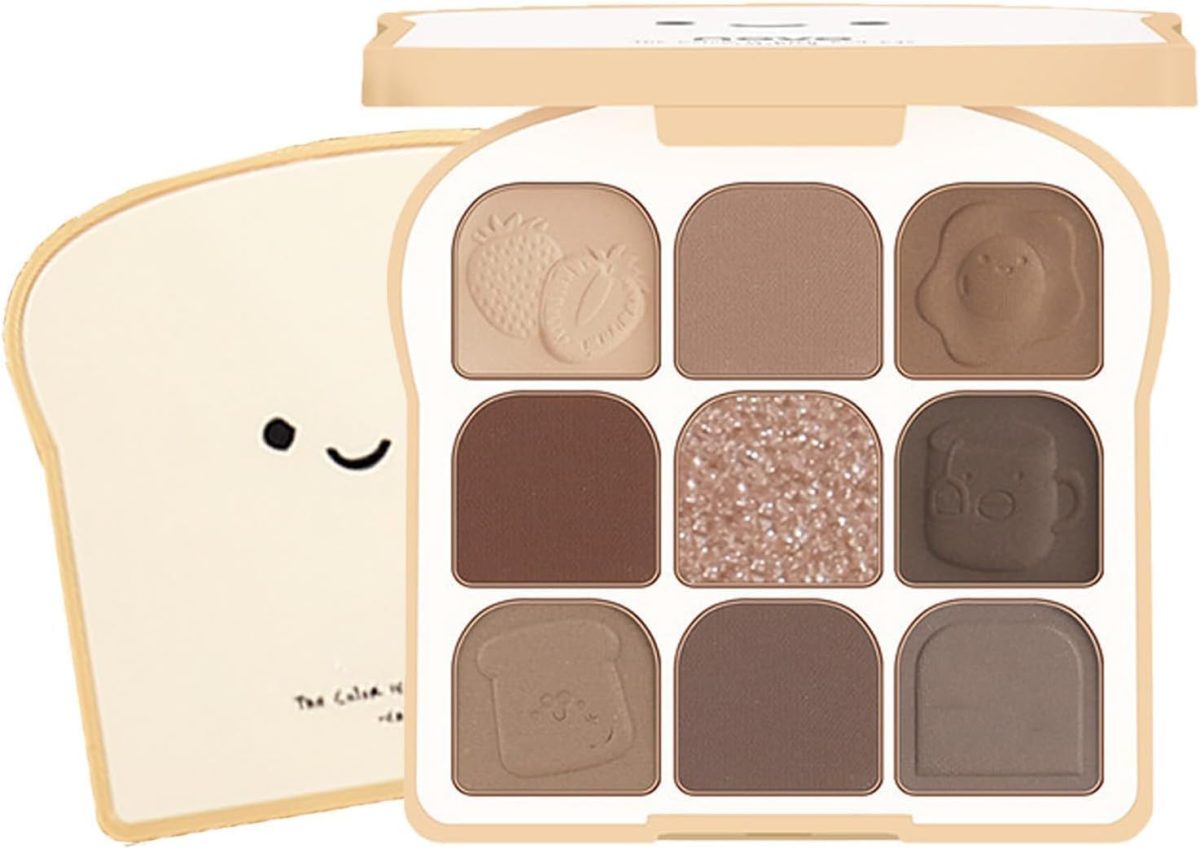 Eyeshadow Palette, 9 Colors Eyeshadow Palette Makeup with 3 Eyeshadow Brushes, Matte Nude Color, Neutral Shimmer, Long Lasting, Highly Pigmented, Cute, Tan