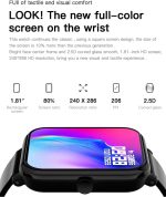 ⁦BLS-SA Smart Watch for Men Women,1.81" Display Smartwatch With Live Wallpaper Fast Charge Long lasting battery Bluetooth Fitness Tracker With Phone Calling IP68 For iOS Android Phone（Black）⁩ - الصورة ⁦2⁩
