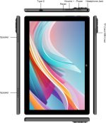 ⁦Crelander 10.1 Inch Android 13 Tablet with SIM Card Slot 4G LTE Calling,12GB+512GB, 8000mAh Battery, Dual Camera, Bluetooth/WiFi, Bundle with Case, Keyboard, Mouse & Stylus (Grey Black)⁩ - الصورة ⁦7⁩