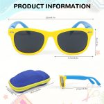 ⁦HANNEA® UV400 Kids Sunglasses for Boys Girls Aged 6-12, Sunglasses for Kids with Box, Blue Silicone Rope, Fashion Yellow Frame and Blue Legs Goggles, Polarizing Gray Sheet⁩ - الصورة ⁦2⁩