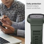 ⁦Spigen Rugged Armor PRO designed for Apple Watch Band with Case for Series 9/8/7 (45mm) and Series SE2/6/SE/5/4 (44mm) - Military Green⁩ - الصورة ⁦6⁩