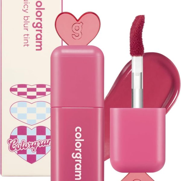 COLORGRAM Juicy Blur Tint 08 Cooling Strawberry | Daily Semi-Matte, Semi-Glossy, Long-Lasting Lip Stain, Moisturizing, Buildable & Blendable, highly Pigmented (0.12 Fl. Oz.)