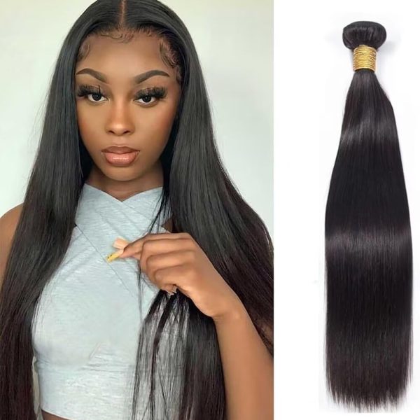Human Hair Bundles 12A Brazilian Straight Human Hair Bundles 100% Unprocessed Virgin Weave one Bundles Human Hair Double Weft Hair Bundles Natural Color 20 Inch