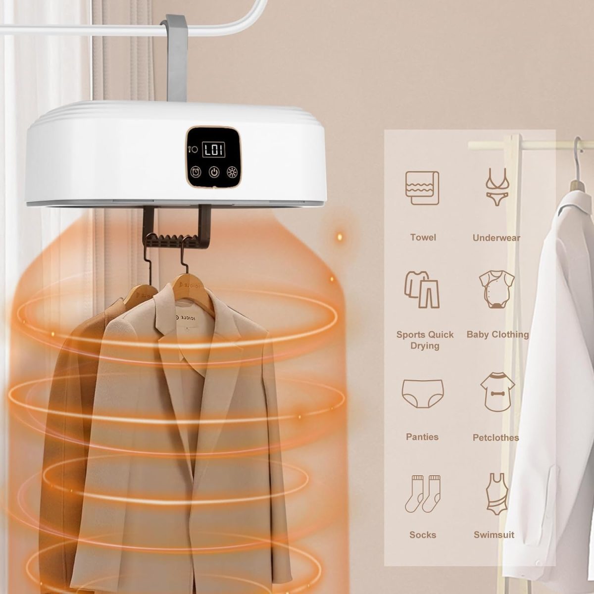 ⁦Mylindde Portable Clothes Dryer, Small Dryer Machine, Electric Clothes Dryer with Remote Dryer&Bag, Mini Laundry Dryers, Suitable for Underwear, Baby Clothes, Light Clothes⁩ - الصورة ⁦7⁩
