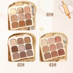 ⁦Eyeshadow Palette, 9 Colors Eyeshadow Palette Makeup with 3 Eyeshadow Brushes, Matte Nude Color, Neutral Shimmer, Long Lasting, Highly Pigmented, Cute, Tan⁩ - الصورة ⁦4⁩