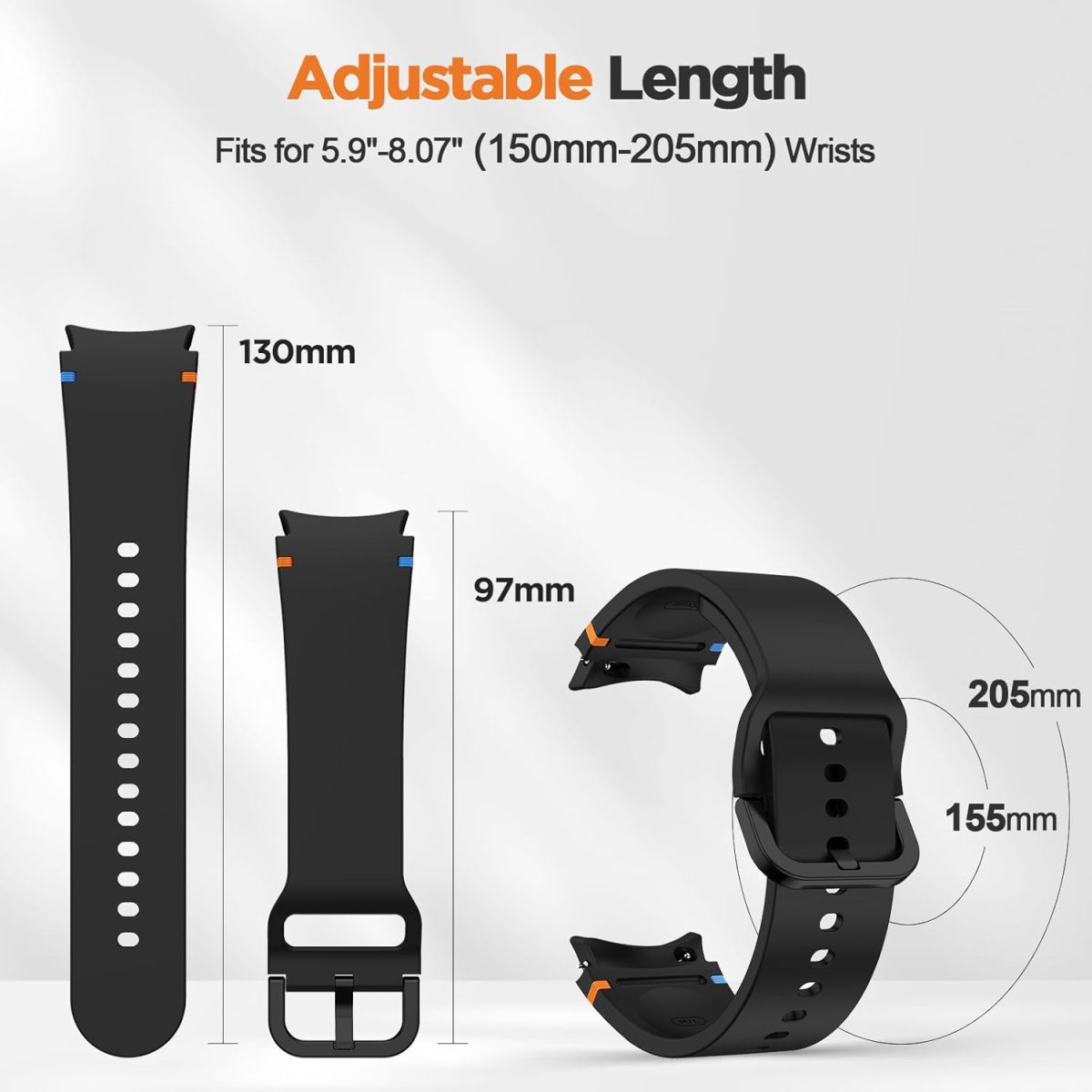 ⁦Silicone Strap Compatible With Samsung Galaxy Watch 7/6/5/4/FE 40mm 44mm, Quick Release No Gap Watch Band for Galaxy Watch 6 Classic/4 Classic 43mm 47mm 42mm 46mm Sport Wristbands⁩ - الصورة ⁦6⁩