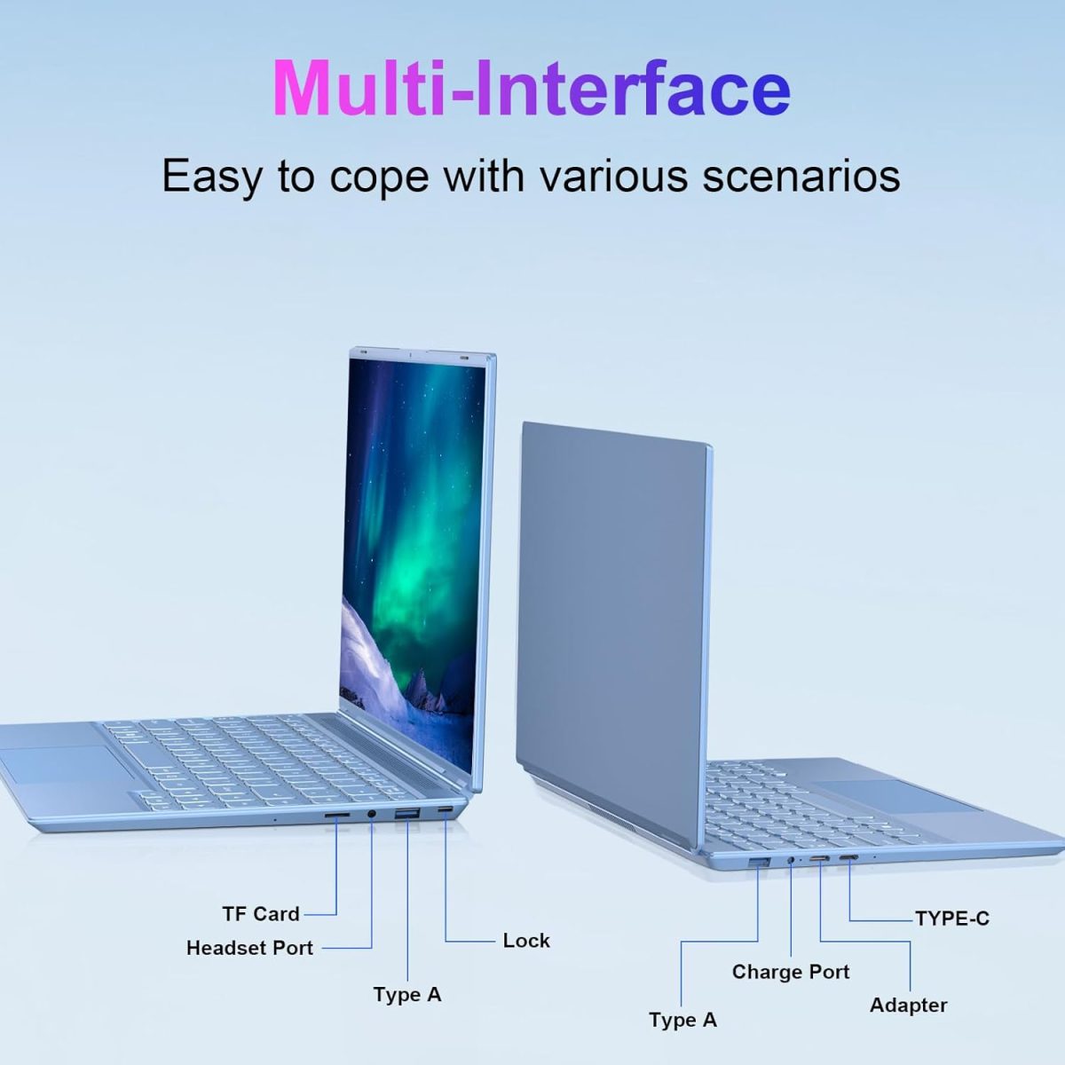 ⁦Laptop 14 Inch Celeron N5095 Up to 2.9Ghz, Win 11 Laptop with 8+256GB SSD Extension 1TB, Notebook Support 5G WiFi丨Bluetooth 4.2丨Cooling Fan丨1920*1200丨Mouse and Keyboard Protector-Blue⁩ - الصورة ⁦6⁩