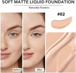 ⁦KASTWAVE Liquid Foundation Cream, 2 Pcs Long-Lasting Hydrating Foundation, Full Coverage Matte Concealer Make Up, Oil Control & Waterproof Base Primer, with Foundation Brush, for Face Makeup (1 Fl.Oz)⁩ - الصورة ⁦2⁩