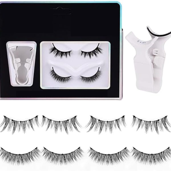 2Pair Magnetic Eyelashes Without Eyeliner, Reusable magnetic eyelash Kit, Dual False Eyelashes Natural Look, Magnetic Lashes, Best Fake Eyelashes for Beginners