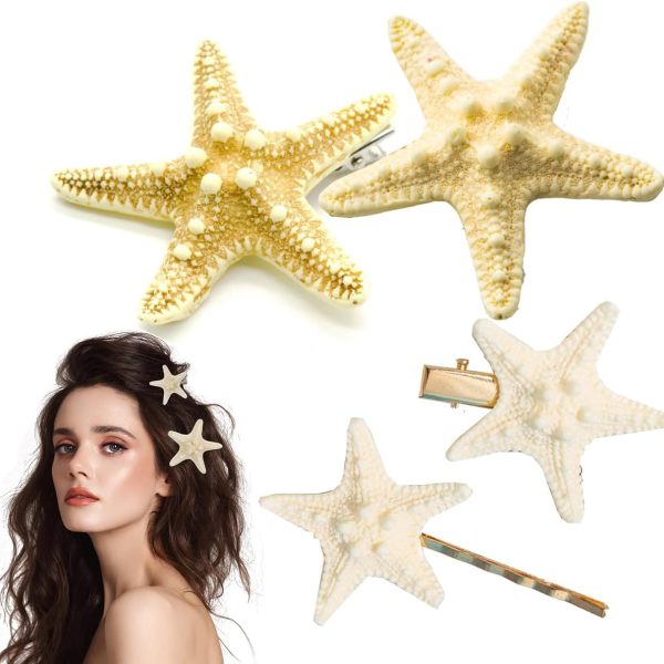 ViiTang [4 Pcs] Starfish Hair Clips Beach Sea Star Hair Pins for Women and Girls, Cute Hair Barrettes Mermaid Headpiece Accessories (Set A, One size)