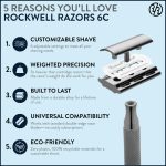 ⁦ROCKWELL RAZORS 6C Gunmetal Chrome Double-Edge Safety Razor with 6 Adjustable Shave Settings and 5 Blades⁩ - الصورة ⁦2⁩