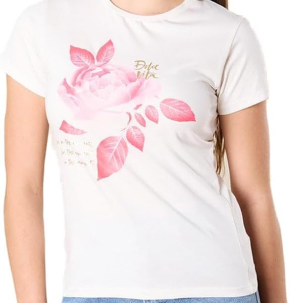 REDTAG Senior Girls Rose Print T-Shirt
