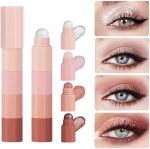 4 in 1 Waterproof Smudge-Free High-gloss Silkworm Bare-Faced Makeup Eyeshadow Pencil Four-Section Pearlescent Eyeshadow Set Glitter Eyeliner Makeup