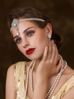 ⁦1920's Flapper Headband, Great for Gatsby Headpiece 20s Art Deco Hair Accessories Headband Sliver⁩ - الصورة ⁦2⁩