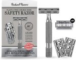 ROCKWELL RAZORS 6C Gunmetal Chrome Double-Edge Safety Razor with 6 Adjustable Shave Settings and 5 Blades