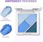 ⁦Azonee Matte Shimmer Eyeshadow Palette, 4-Color Pigmented & Blendable Eyeshadow for Bold & Glamorous Eye Makeup, Long-Lasting, Travel-Friendly, Ocean Blue, Glacier Blue⁩ - الصورة ⁦5⁩