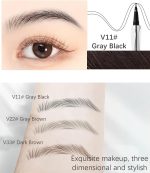 ⁦L&Wen Eyebrow Pen with Micro-Fork Tip, 2 Tip Microblade Eyebrow Pen, Waterproof Smudgeproof Long Lasting Brow Contouring Pencil, Create Natural Brows (Grey/Black)⁩ - الصورة ⁦3⁩