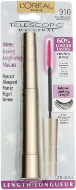 L'Oréal Paris Telescopic Original Mascara, 910 Blackest Black (Pack of 2)